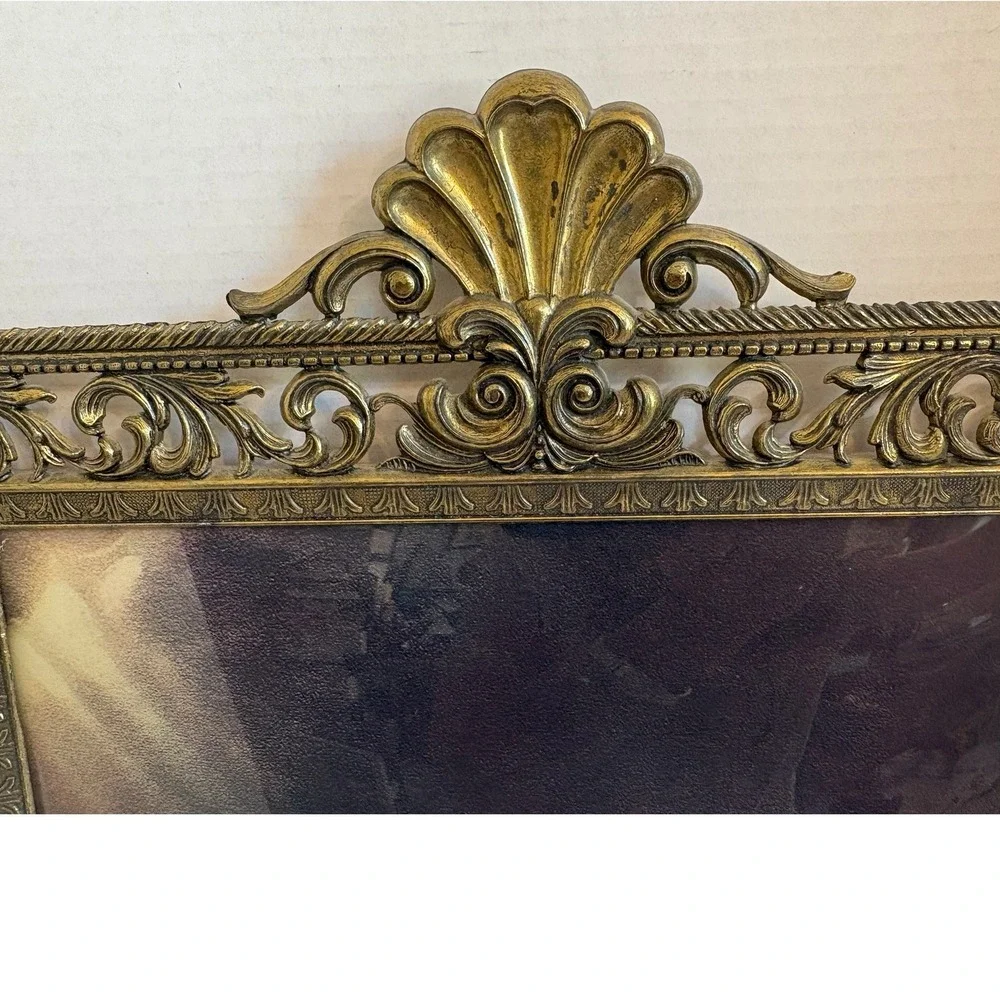 Vintage Italian Gold Filigree Frame The Infant Samuel Praying Curved Glass 16x22